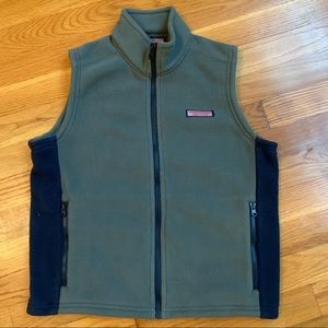 Vineyard Vines Boys Grey and Navy Blue Fleece Vest